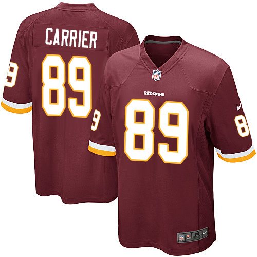 Men's Game Derek Carrier Nike Jersey Burgundy Red Home - #89 NFL Washington Redskins